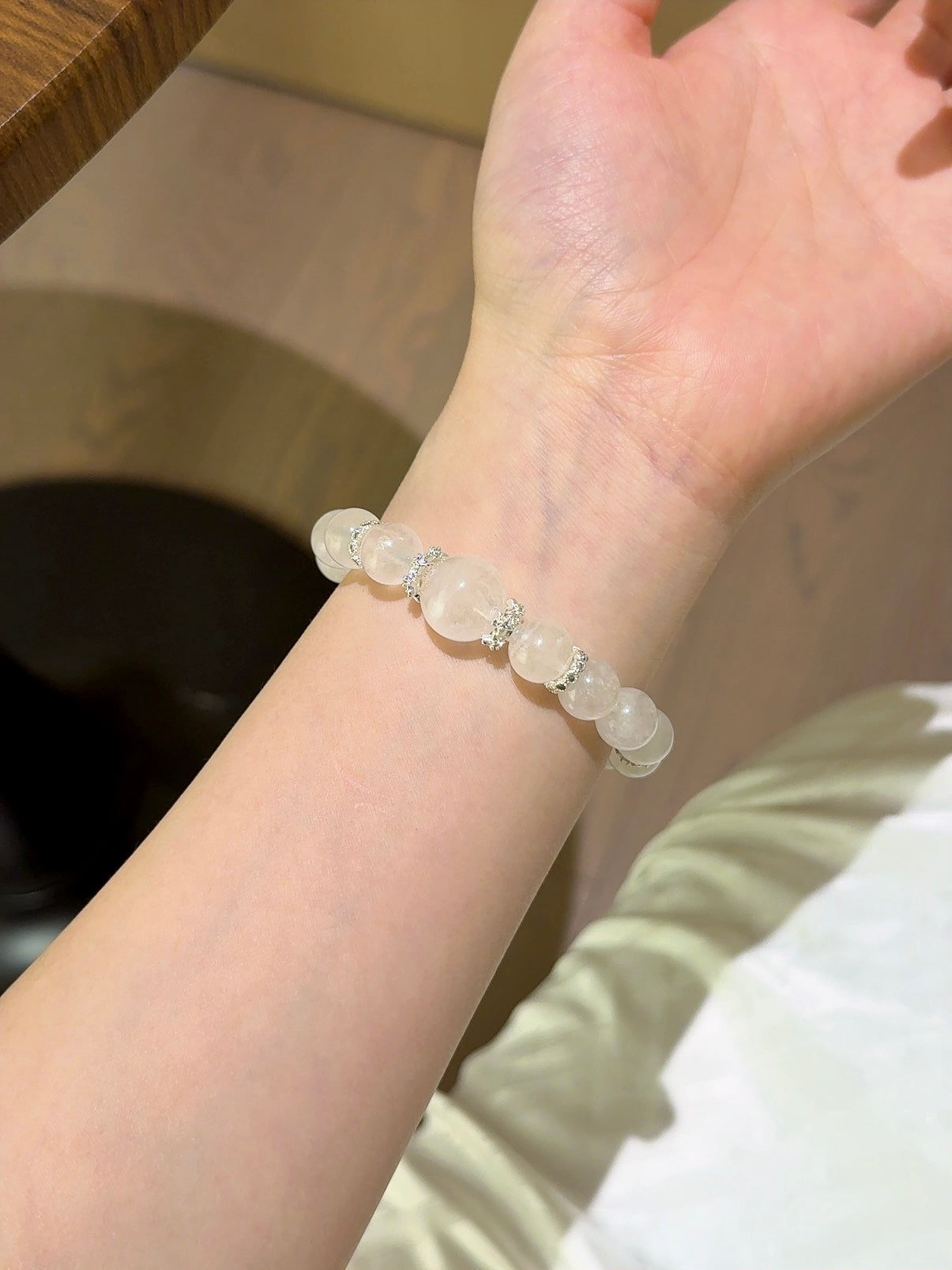 ▫️▪️ Blue moonlight white ghost bracelet